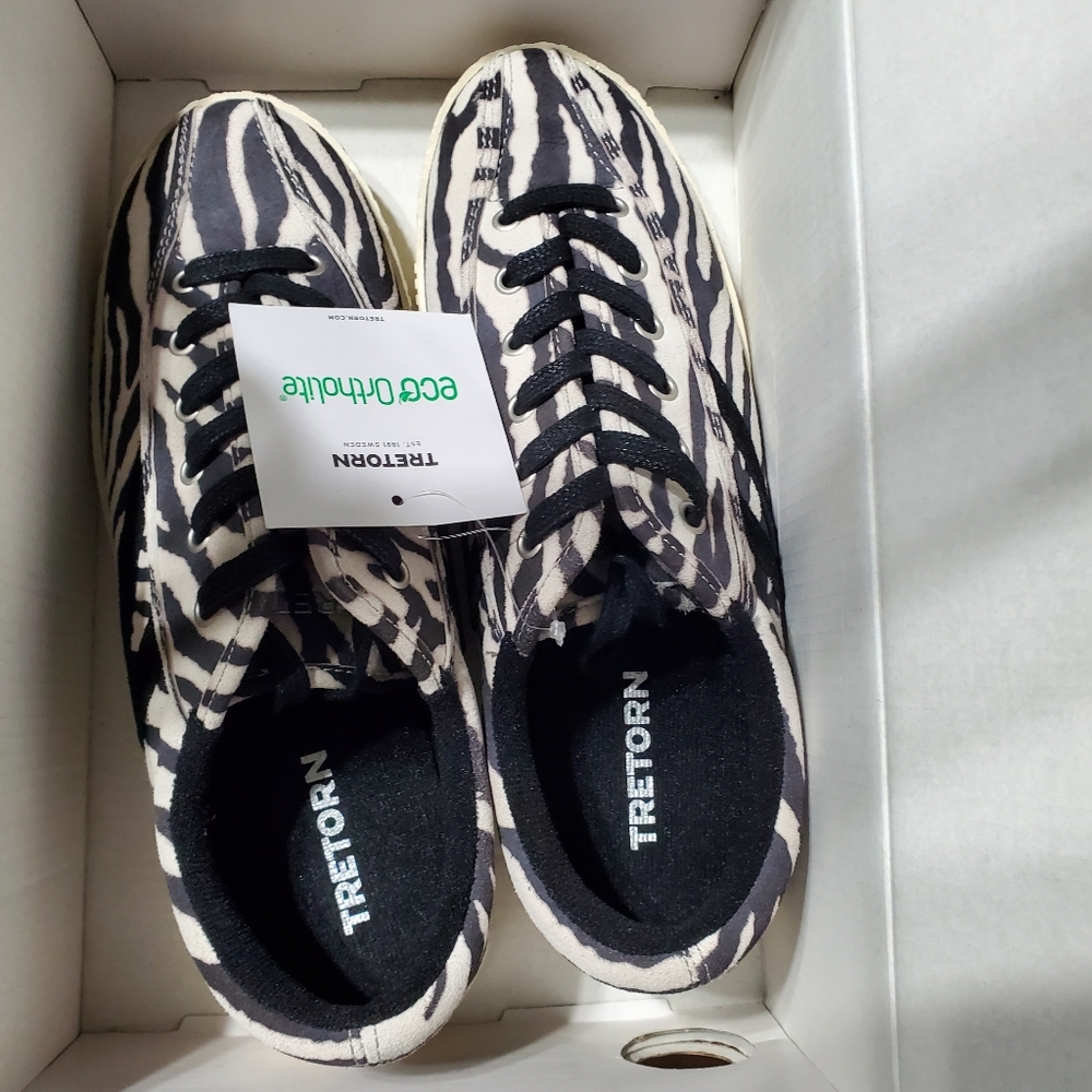 TRETORN Women's Nylite37Plus Lace Up Sneakers Zebra Suede US 8.5M NWB
